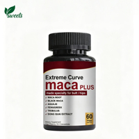 Complément Naturel Maca Plus Extreme Curve pour la croissance des fesses et des hanches, Racine de Maca, Maca Noire, Aguaje, 60 Capsules Végétales OEM