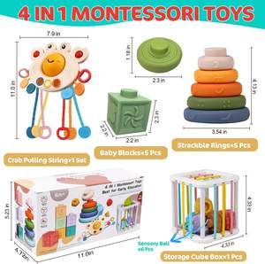 Jouets Montessori 4-en-1 pour Enfants <span class=keywords><strong>de</strong></span> 6 à 18 Mois Matériau Sûr Pouvant Être Mis à la <span class=keywords><strong>Bouche</strong></span> - Product Image 4