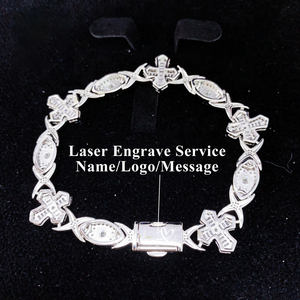 Pulsera <span class=keywords><strong>de</strong></span> Cadena Cubana Infinita con Cruz <span class=keywords><strong>de</strong></span> <span class=keywords><strong>Plata</strong></span> 925 Certificada por GRA y Moissanita - Product Image 3