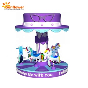 Mini 3D cưỡi ngựa Carousel 220V kim loại & sợi thủy tinh Kiddie vui vẻ đi vòng 1 năm bảo hành máy trò chơi - Product Image 4