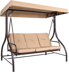 3 सीटें बेज आउटडोर स्विंग कुर्सी आँगन कुर्सी तकिया के साथ गर्म बिक्री के लिए - Product Image 1