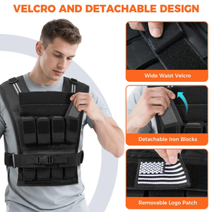 Multifunctional Adjustable Weighted Vest for Core <b>Strength</b> <b>Training</b> Weighted Exercise Tactical Weight Vest Fitness <b>Training</b> - Product Image 5