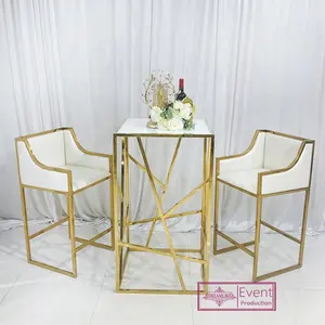 Коммерческая мебель Золотая Нержавеющая Сталь белая искусственная кожа уличный барный высокий стул высокий б/у барный стул с подлокотниками