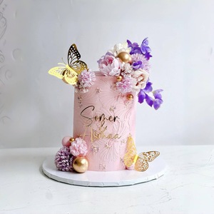 12 pièces/sac Décoration de gâteau en acrylique double face style papillon Ins pour la fête des mères et les anniversaires, fournitures de décoration de gâteaux - Product Image 6
