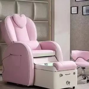 Offres Spéciales meubles de massage de salon de manucure de haute qualité pas de plomberie luxe rose Relax pied Spa pédicure fauteuil de massage