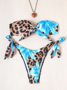 Maillot de bain deux pièces triangle push-up bandeau imprimé léopard rose, nouvelle collection 2026, populaire pour femme, idéal pour la plage et les vacances - Product Image 6