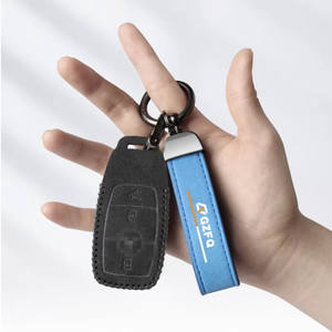 2024 luxe PU cuir lanière <span class=keywords><strong>porte</strong></span>-clés <span class=keywords><strong>clé</strong></span> de voiture étui motif fer à cheval boucle en cuir sac breloque accessoires pour sacs - Product Image 1