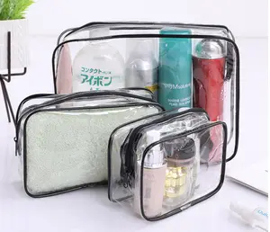 Waterproof Clear Transparent Beauty Travel Toiletry PVC Custom Cosmetic Make Up Makeup Bag for Travel