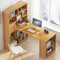 Escritorio de Computadora Moderno en Forma de L de Madera, Multifuncional, Ahorra Espacio, con Estantes de Almacenamiento y Gabinete para Oficina en Casa o Apartamento