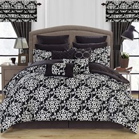 Parure de Lit de Luxe 12 Pièces King Size, Imprimée, en Microfibre Douce Avec Rideaux pour Toutes Saisons, Housse de Couette et Taies d'Oreiller Personnalisables