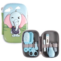 Produits pour bébés nouveau-nés Ensemble d'aspirateur nasal en silicone huit pièces Coupe-ongles pour bébé Série scolaire animale (Type D) Fournitures maternelles pour bébés