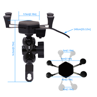 Support de téléphone pour moto WUPP CS-330H1 avec chargeur USB, câble de 135-140 cm, support de téléphone portable en plastique ABS à quatre griffes pour placement supérieur