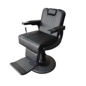 NOUVEAU Fauteuil de Barbier Professionnel Rétro Haut de Gamme avec Base Ronde en Acier Inoxydable, Relevable Hydrauliquement et Inclinable pour Salon de Coiffure - Product Image 1
