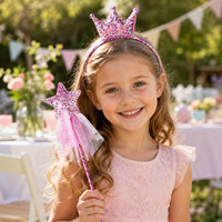 Cadeaux de fête d'anniversaire Pafu pour filles, couronne de princesse à paillettes, bandeau et baguette magique, ensembles d'accessoires de fée pour enfants
