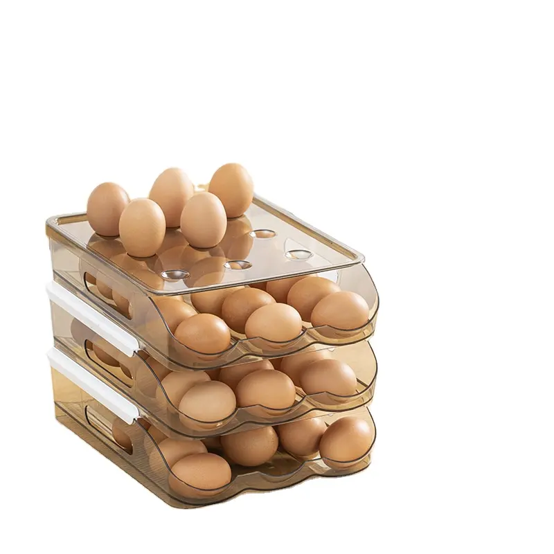 냉장고 냉장고 계란 분배기 쌓을수 있는 플라스틱 계란 저장 콘테이너를 위한 자동적인 두루말기 계란