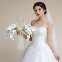 Bouquet de lys artificiels Calla avec perles, fleur à tenir à la main pour la mariée, accessoires de photographie de mariage