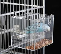 Mangeoire automatique pour oiseaux, mangeoire pour cage à oiseaux sans dégâts, mangeoire pour animaux de compagnie, boîte de nourriture en acrylique pour graines, pour perruche, canari, calopsitte, perroquet
