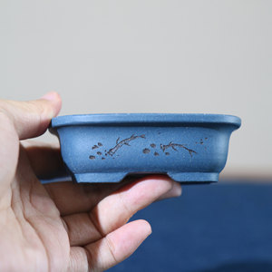 Handmade Purple <b>Clay</b> Bonsai <b>Pot</b> Rectangular Miniature Blue Chinese Style Planter - Product Image 3