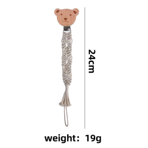 Baby <strong>Teether</strong> Toys Bear Shape 100% Cotton Handmade Macrame Crochet <strong>Wooden</strong> <strong>Teether</strong> Crochet Pacifier <strong>Clip</strong> - Product Image 5
