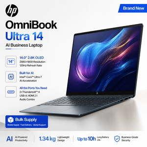 โน้ตบุ๊คธุรกิจ Original OmniBook Ultra 14 AI พร้อม Intel Core Ultra 7 9 แรม 32GB ความจุ 2TB หน้าจอสัมผัส OLED ความละเอียด 2.8K สำหรับงานออฟฟิศ - Product Image 1