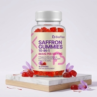 Gummies BioFlex à l'extrait de safran 88,5 mg, concentré 10:1, 0,5 % de safranal, sans sucre, saveur framboise, soutien de l'humeur, pour adultes