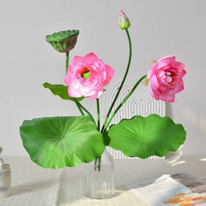 Bouquet de lotus artificiel en soie, décoration réaliste pour salon et mariage - Product Image 4