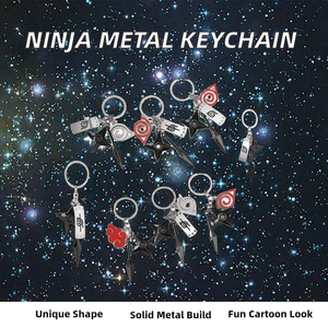 Nouveau R-Sale Porte-clés en alliage métallique trois pièces, style dessin animé Anime Rebel <span class=keywords><strong>Ninja</strong></span>, avec motif <span class=keywords><strong>Shuriken</strong></span> et protection frontale, impression numérique - Product Image 2