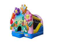 En gros, Mini château gonflable d'extérieur en forme de fleur avec toit couvert pour fêtes d'enfants