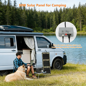 Alecter <b>Solar</b> Compact Efficient 30W Black <b>Charger</b> 20% Efficiency Foldable Waterproof Design Backpacking Outdoor Adventures - Product Image 5