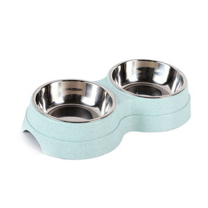 Manufacturer Wholesale Green Blue pink Detachable <b>Straw</b> Dog Two <b>Stainless</b> <b>Steel</b> Bowls - Product Image 6