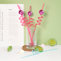 Pailles de style en forme de nouveau design, paille de Noël en plastique décorative, paille réutilisable rose