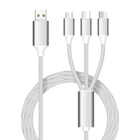 Câble de charge rapide 3 en 1 personnalisé avec coque en métal givré, éclairage, type C, USB, Android pour téléphones portables
