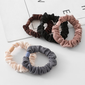 Satin Finish <b>Scrunchies</b> Solid Color Fabric Hair Ties For Women Daily Use - Product Image 1