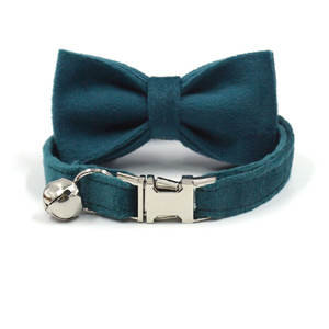 Collar <span class=keywords><strong>de</strong></span> terciopelo para <span class=keywords><strong>mascotas</strong></span>, el <span class=keywords><strong>mejor</strong></span> fabricante oem chino, suministros para <span class=keywords><strong>mascotas</strong></span>, pajarita, cinturones para gatos, campana - Product Image 5