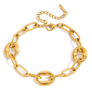 Pulsera de Cadena en Forma de O de Acero Inoxidable Dorado Minimalista Moderna, Joyería Unisex para Regalo - Product Image 5