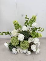 Dekorasi Bunga Gantung Buatan Warna Putih Hijau untuk Pernikahan, Hydrangea Anthurium, Hiasan Floral untuk Acara, Latar Belakang Meja Bar