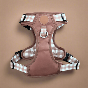 Logo karet personalisasi & Aksesori Bebas tarik layanan Esa sabuk dada hewan peliharaan dudukan produsen tali kekang anjing cokelat untuk anjing sedang - Product Image 1