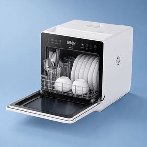 Lave-vaisselle de comptoir semi-automatique portable 4 couverts avec réservoir d'eau intégré, commande tactile, air chaud PTC, pour hôtels et foyers - Product Image 1