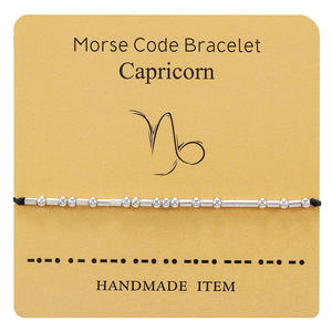 Gran oferta, tarjeta de deseos, cuentas de joyería de plata, pulsera de Tauro, 12 signos del zodiaco, código Morse, pulsera personalizada de <span class=keywords><strong>pareja</strong></span> - Product Image 4
