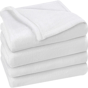 Custom Printed Solid Pattern 50x60 Minky 280GSM Flannel Fleece <b>Throw</b> Blanket Modern Baby Logo Sublimation White Airplane <b>Knitted</b> - Product Image 1