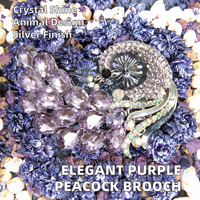 Broche de paon violet romantique de luxe élégant haut de gamme diamant Animal broche Corsage alliage personnalisé pour mariage enfants