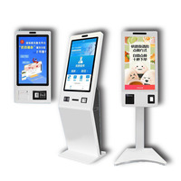Kiosque d'affichage LCD commercial de 21,5'' et 32'', terminal de commande en libre-service avec écran tactile et SDK pour paiement automatique et lecture de code QR