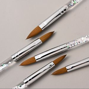 Kit de pinceaux à ongles en nylon pur avec paillettes, manche acrylique, pour peinture, dessin, salon de manucure - Product Image 3