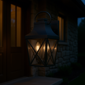 Lanterne murale extérieure noire mate avec abat-jour en verre transparent, luminaire LED en aluminium étanche pour porche, garage, porte d'entrée, balcon - Product Image 2