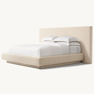 RH MULHOLLAND LIT À PANNEAU EN TISSU ENTIÈREMENT REMBOURRÉ Cadre de lit de luxe <span class=keywords><strong>King</strong></span> Size avec tête de lit en tissu beige Mobilier de chambre à coucher moderne - Product Image 5
