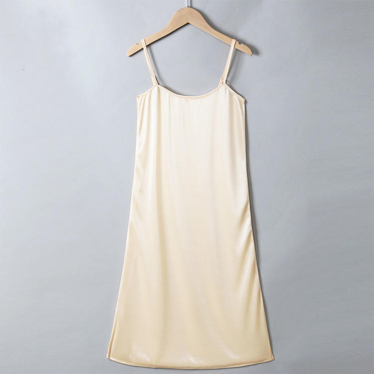 Natural Waist Spaghetti Strap Maxi Skirt Slip For Under Dresses