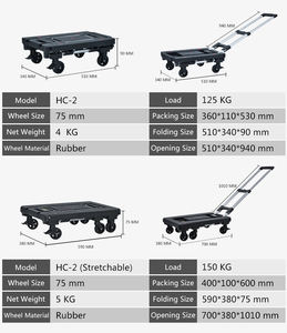Uni-Silent 25kgs Plegable 4 Ruedas Camión de mano Carro de equipaje plegable de plástico Carro DE LA COMPRA FHT25 - Product Image 4