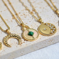 Bijoux personnalisés DIY Collier chaîne à maillons en acier inoxydable plaqué or Pendentif en pierre naturelle en émail géométrique Accessoires