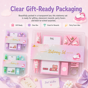 Set Personalizzabile con Mini Quaderno a Tema Cartone Animato da 50 Pagine, Penna Gel e Cucitrice, Regalo di <span class=keywords><strong>Cancelleria</strong></span> Scolastica per Ragazze - Product Image 4