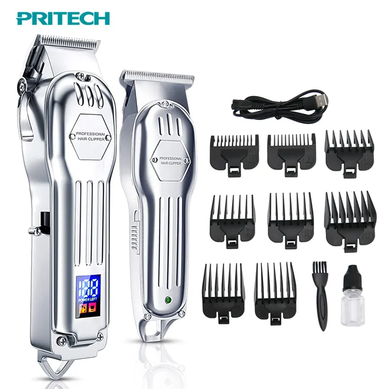 PRITECH Newly Design Metal Usb Rechargeable Cordless Hair Trimmer Professional Electric Hair Clipper for Men